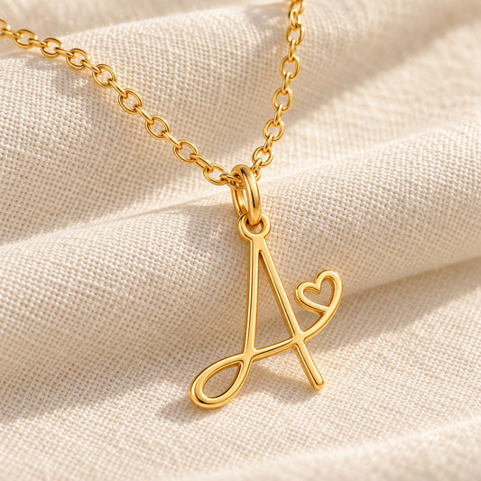 A-Z Cursive Heart Necklace VIP