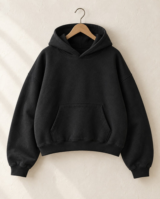 Boxy Hoodie in black