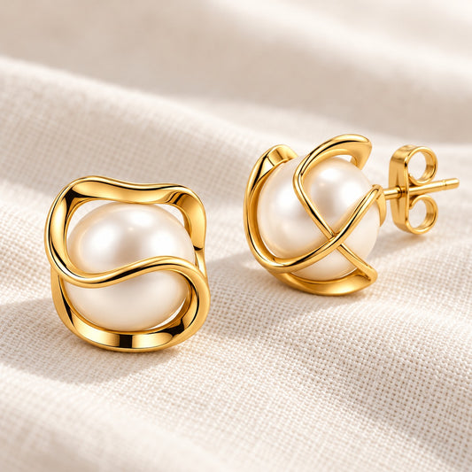 Caged Pearl Stud Earrings VIP