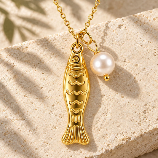 Fish Pearl Pendant Necklace VIP