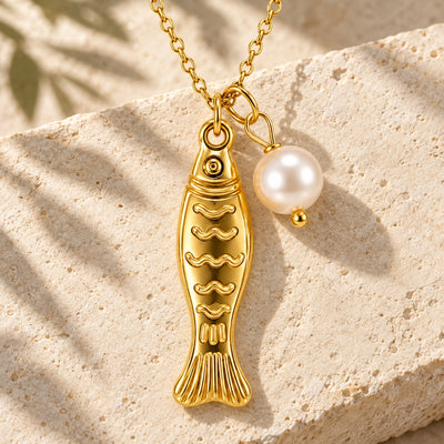 Fish Pearl Pendant Necklace VIP