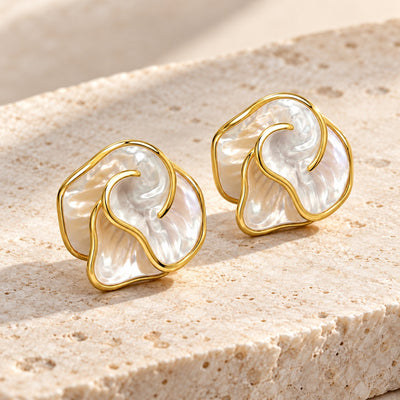 Mother Of Pearl Bloom Stud Earrings VIP