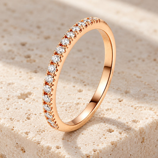 Rose Gold Half Eternity Band Ring 2mm VIP