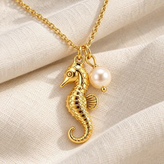 Seahorse Pearl Pendant Necklace VIP